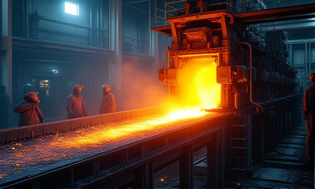 Industrial steel mill representing supply chain stability